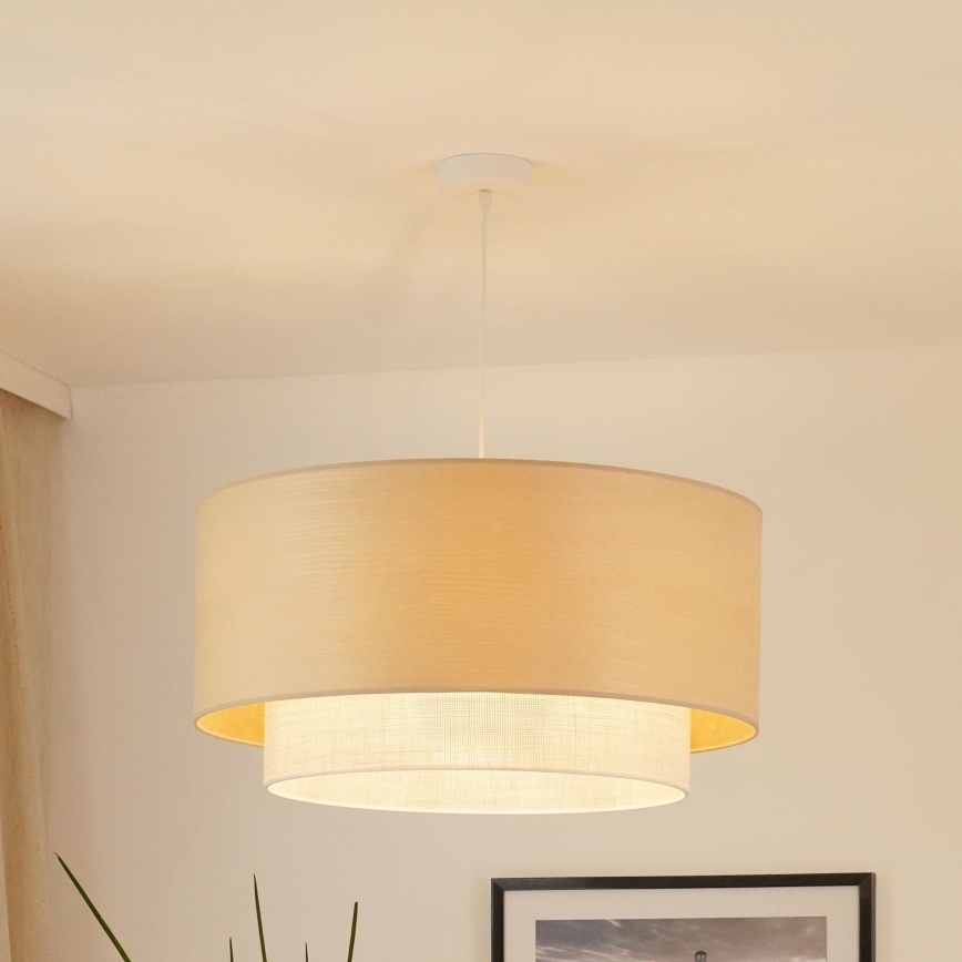 Brilagi - Candeeiro suspenso ARIZONA BOHO 1xE27/15W/230V diâmetro 60 cm bege/branco