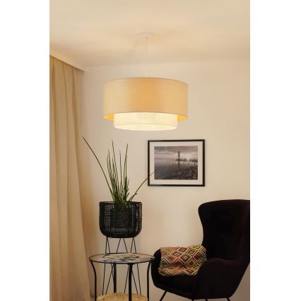 Brilagi - Candeeiro suspenso ARIZONA BOHO 1xE27/15W/230V diâmetro 60 cm bege/branco