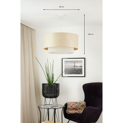 Brilagi - Candeeiro suspenso ARIZONA BOHO 1xE27/15W/230V diâmetro 60 cm bege/branco