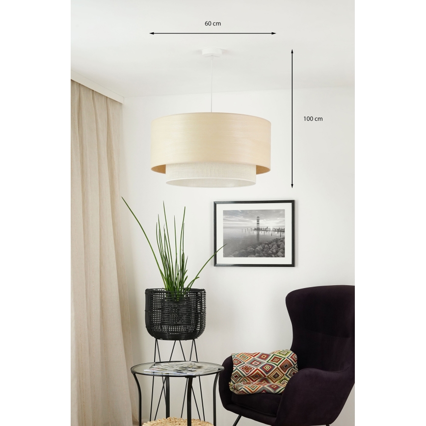 Brilagi - Candeeiro suspenso ARIZONA BOHO 1xE27/15W/230V diâmetro 60 cm bege/branco