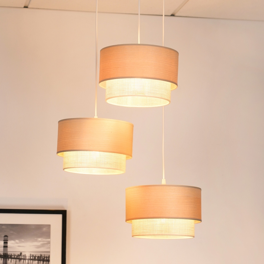 Brilagi - Candeeiro suspenso ARIZONA BOHO 3xE27/15W/230V bege/branco