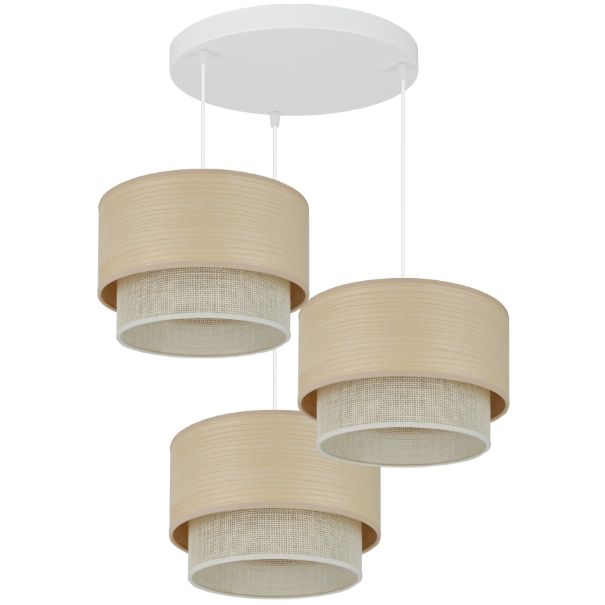 Brilagi - Candeeiro suspenso ARIZONA BOHO 3xE27/15W/230V bege/branco