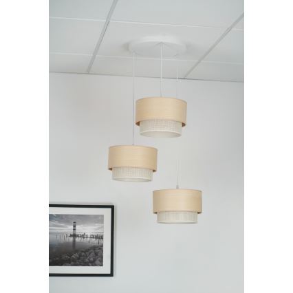 Brilagi - Candeeiro suspenso ARIZONA BOHO 3xE27/15W/230V bege/branco