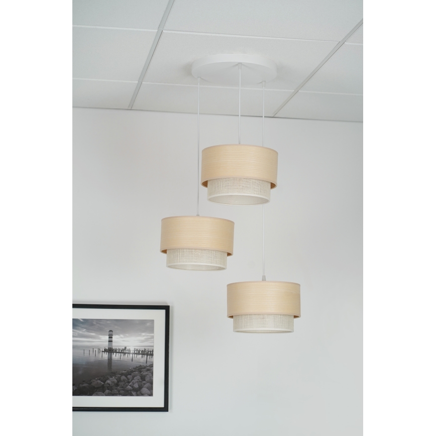 Brilagi - Candeeiro suspenso ARIZONA BOHO 3xE27/15W/230V bege/branco