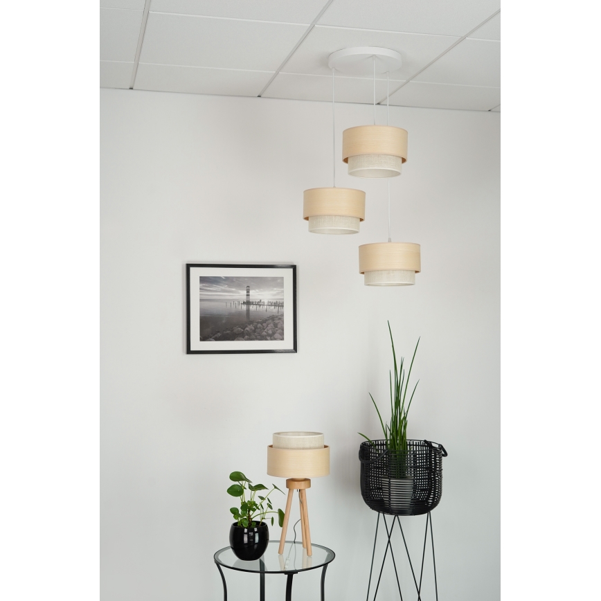 Brilagi - Candeeiro suspenso ARIZONA BOHO 3xE27/15W/230V bege/branco
