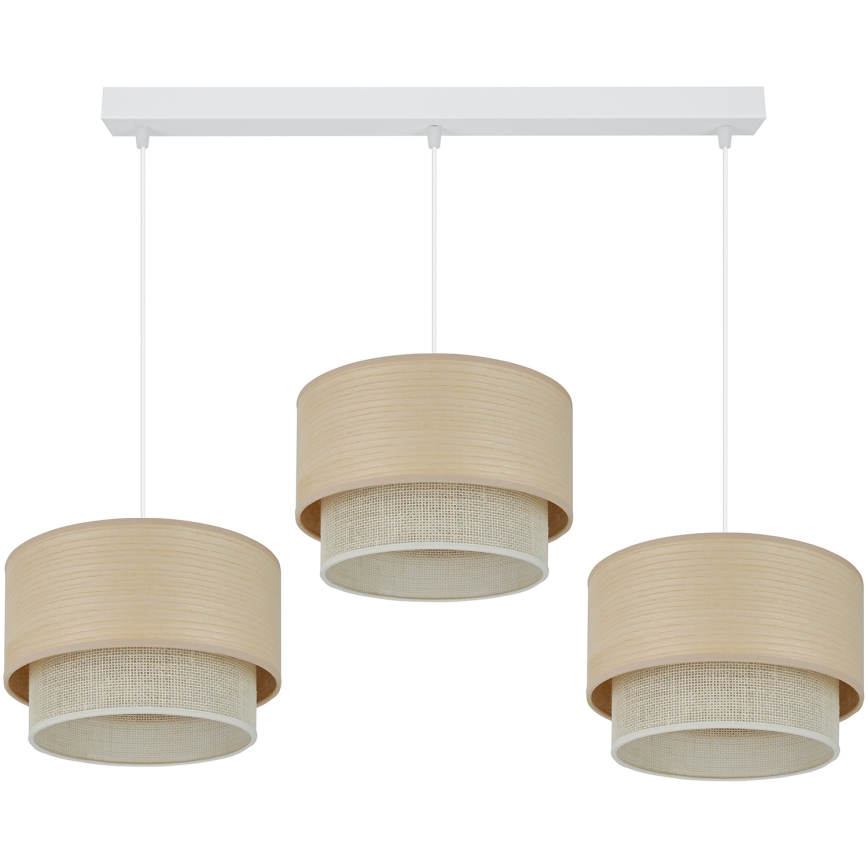 Brilagi - Candeeiro suspenso ARIZONA BOHO 3xE27/15W/230V bege/branco