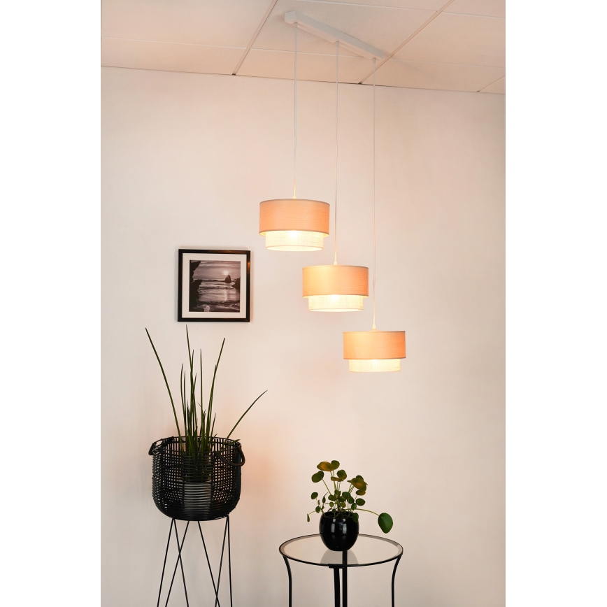 Brilagi - Candeeiro suspenso ARIZONA BOHO 3xE27/15W/230V bege/branco