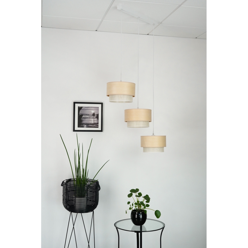 Brilagi - Candeeiro suspenso ARIZONA BOHO 3xE27/15W/230V bege/branco