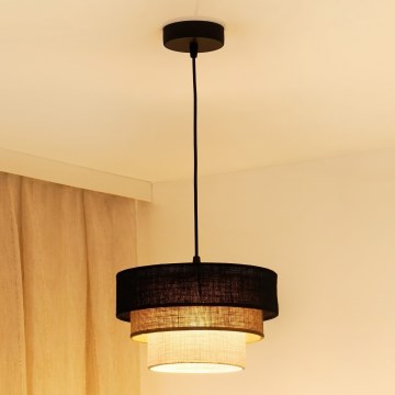 Brilagi - Candeeiro suspenso ASPEN LUNETA 1xE27/15W/230V diâmetro 25 cm preto/bege/creme