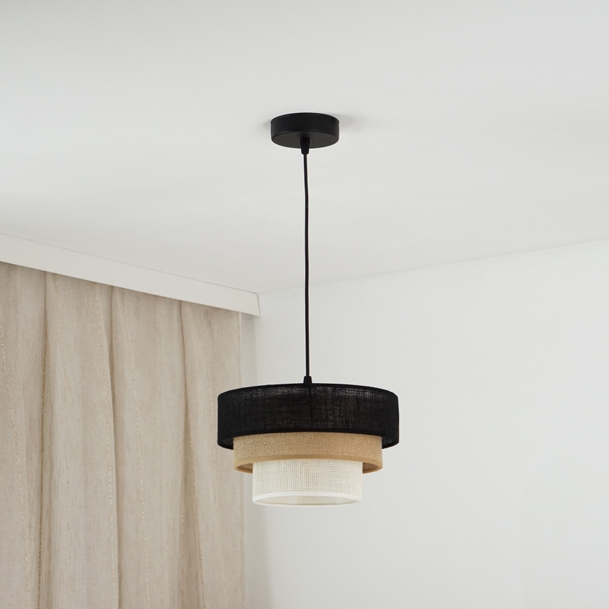 Brilagi - Candeeiro suspenso ASPEN LUNETA 1xE27/15W/230V diâmetro 25 cm preto/bege/creme
