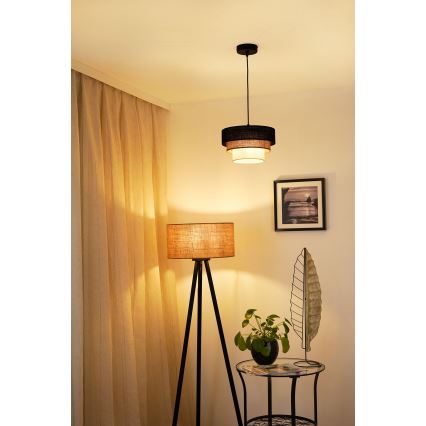 Brilagi - Candeeiro suspenso ASPEN LUNETA 1xE27/15W/230V diâmetro 25 cm preto/bege/creme