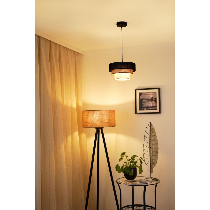Brilagi - Candeeiro suspenso ASPEN LUNETA 1xE27/15W/230V diâmetro 25 cm preto/bege/creme