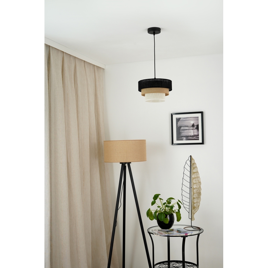 Brilagi - Candeeiro suspenso ASPEN LUNETA 1xE27/15W/230V diâmetro 25 cm preto/bege/creme