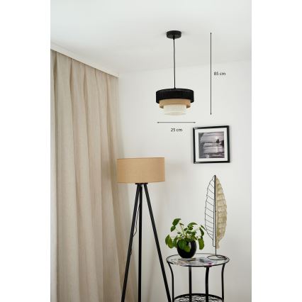 Brilagi - Candeeiro suspenso ASPEN LUNETA 1xE27/15W/230V diâmetro 25 cm preto/bege/creme