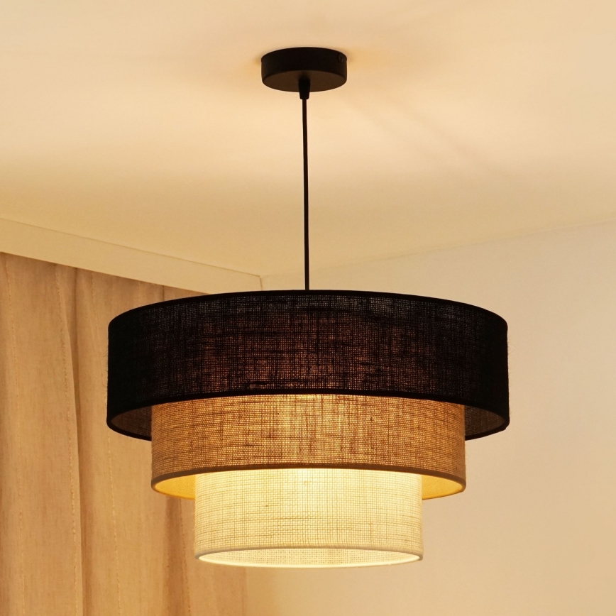 Brilagi - Candeeiro suspenso ASPEN LUNETA 1xE27/15W/230V diâmetro 45 cm preto/bege/creme