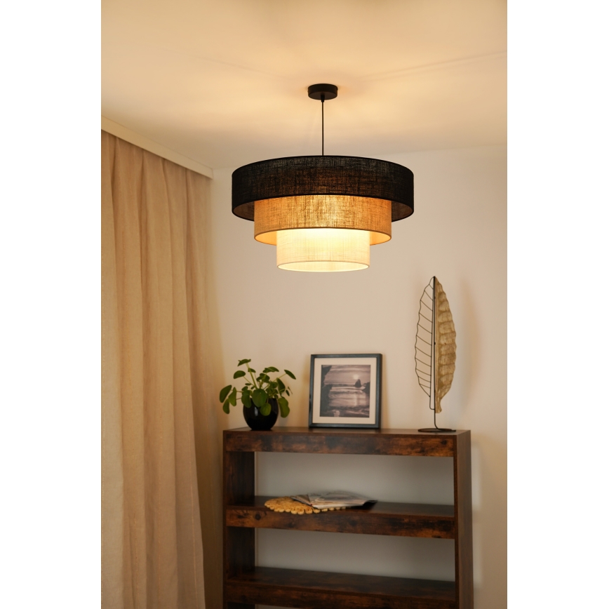 Brilagi - Candeeiro suspenso ASPEN LUNETA 1xE27/15W/230V diâmetro 60 cm preto/bege/creme