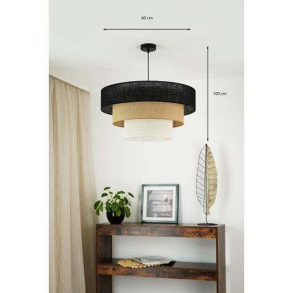 Brilagi - Candeeiro suspenso ASPEN LUNETA 1xE27/15W/230V diâmetro 60 cm preto/bege/creme