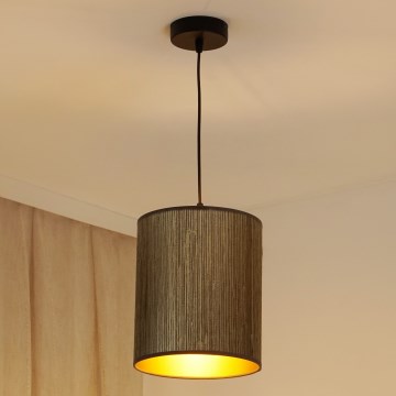 Brilagi - Candeeiro suspenso BOSTON ROLLER 1xE27/15W/230V diâmetro 21 cm palha castanho/dourado