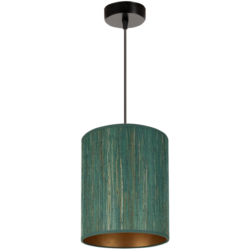Brilagi - Candeeiro suspenso BOSTON ROLLER 1xE27/15W/230V diâmetro 21 cm palha verde/dourado