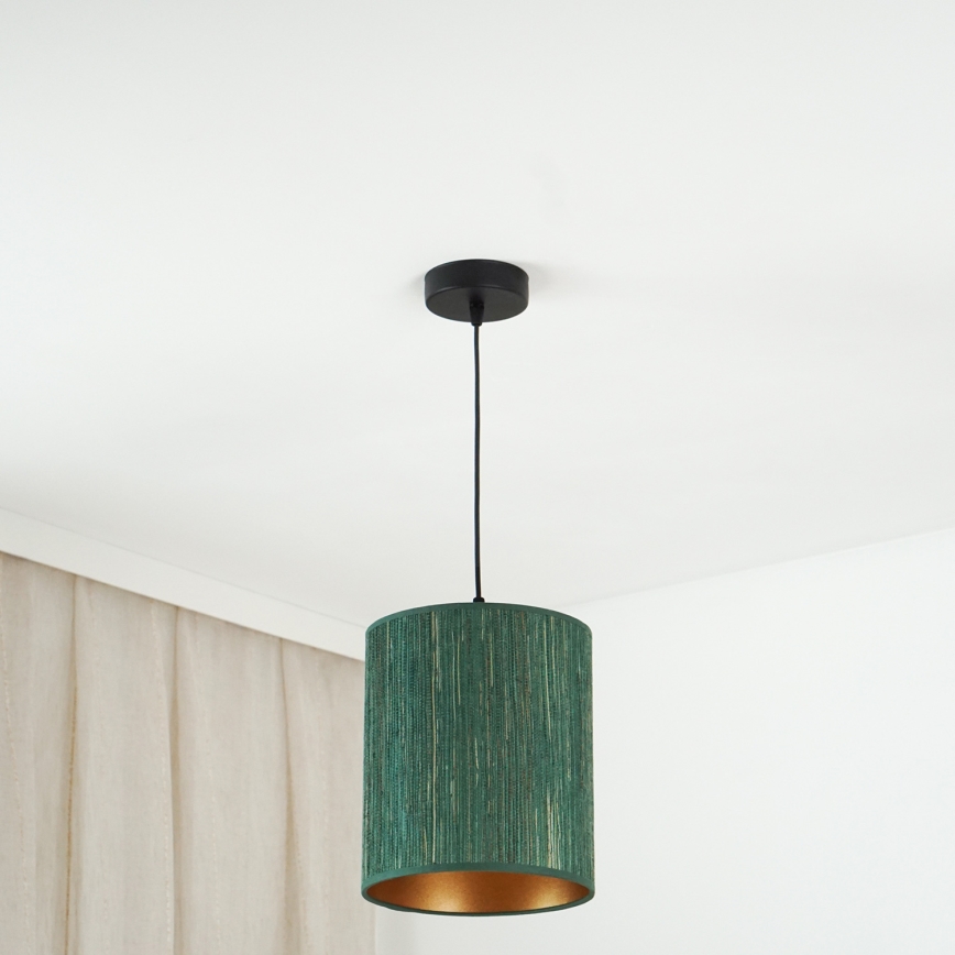 Brilagi - Candeeiro suspenso BOSTON ROLLER 1xE27/15W/230V diâmetro 21 cm palha verde/dourado