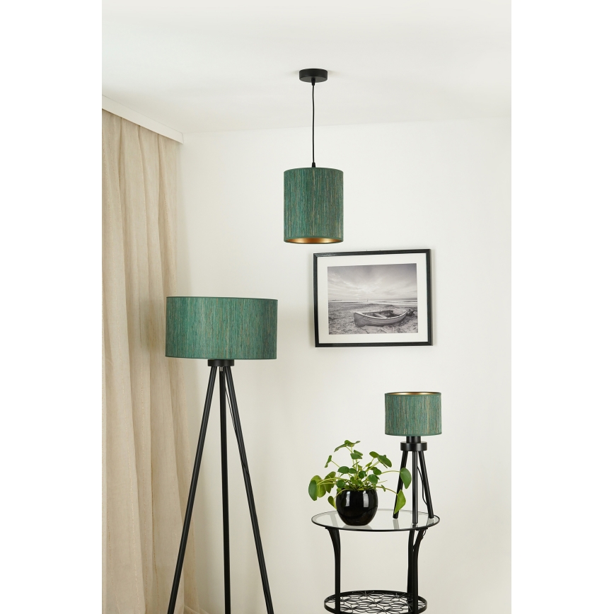 Brilagi - Candeeiro suspenso BOSTON ROLLER 1xE27/15W/230V diâmetro 21 cm palha verde/dourado