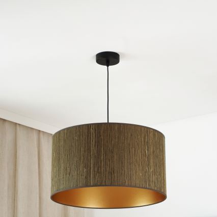 Brilagi - Candeeiro suspenso BOSTON ROLLER 1xE27/15W/230V diâmetro 45 cm palha castanho/dourado