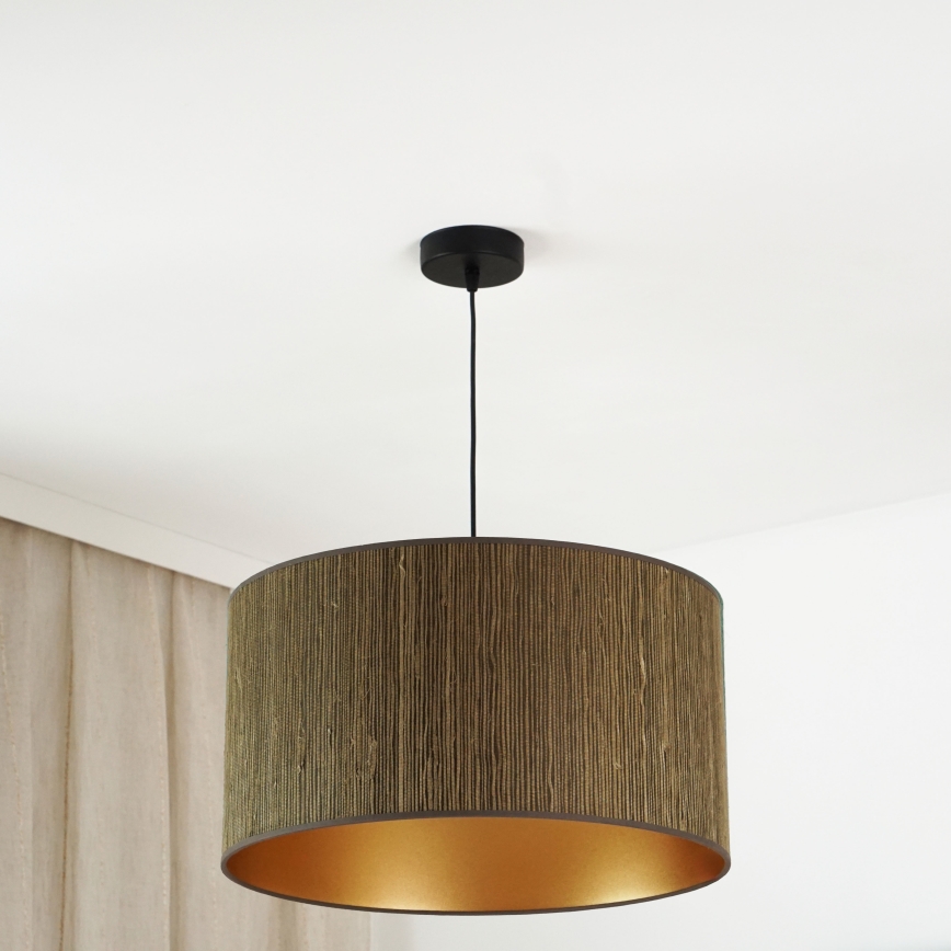 Brilagi - Candeeiro suspenso BOSTON ROLLER 1xE27/15W/230V diâmetro 45 cm palha castanho/dourado