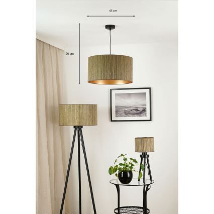 Brilagi - Candeeiro suspenso BOSTON ROLLER 1xE27/15W/230V diâmetro 45 cm palha castanho/dourado