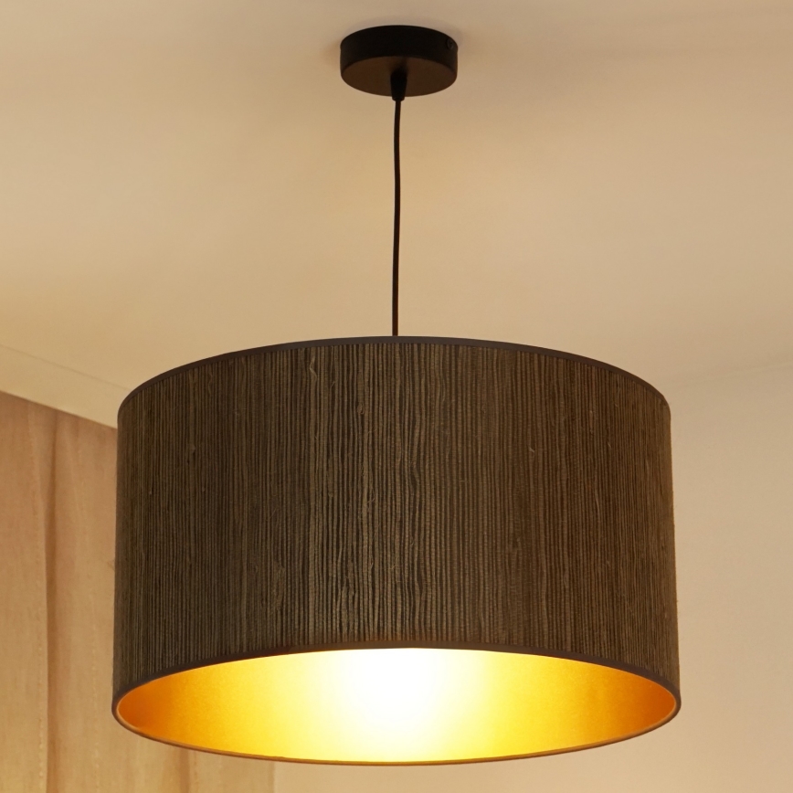 Brilagi - Candeeiro suspenso BOSTON ROLLER 1xE27/15W/230V diâmetro 45 cm palha castanho/dourado
