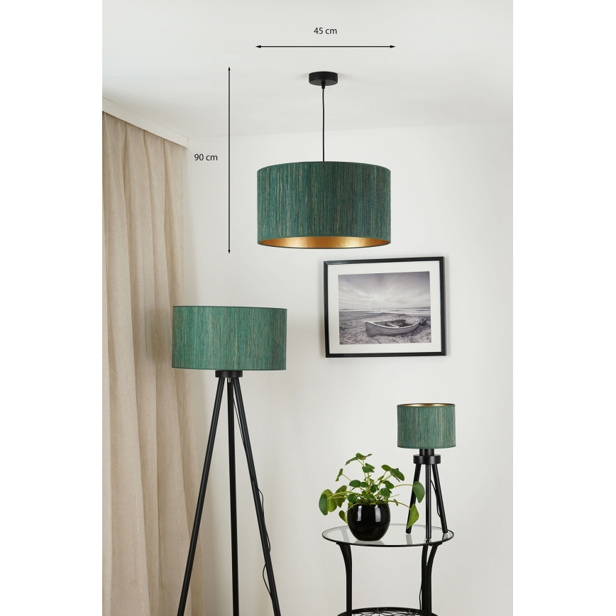 Brilagi - Candeeiro suspenso BOSTON ROLLER 1xE27/15W/230V diâmetro 45 cm palha verde/dourado
