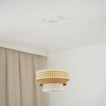 Brilagi - Candeeiro suspenso CEDAR LUNETA 1xE27/15W/230V diâmetro 25 cm bege/castanho/creme