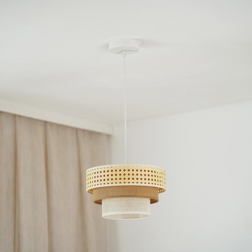 Brilagi - Candeeiro suspenso CEDAR LUNETA 1xE27/15W/230V diâmetro 25 cm bege/castanho/creme