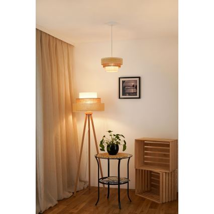Brilagi - Candeeiro suspenso CEDAR LUNETA 1xE27/15W/230V diâmetro 25 cm bege/castanho/creme