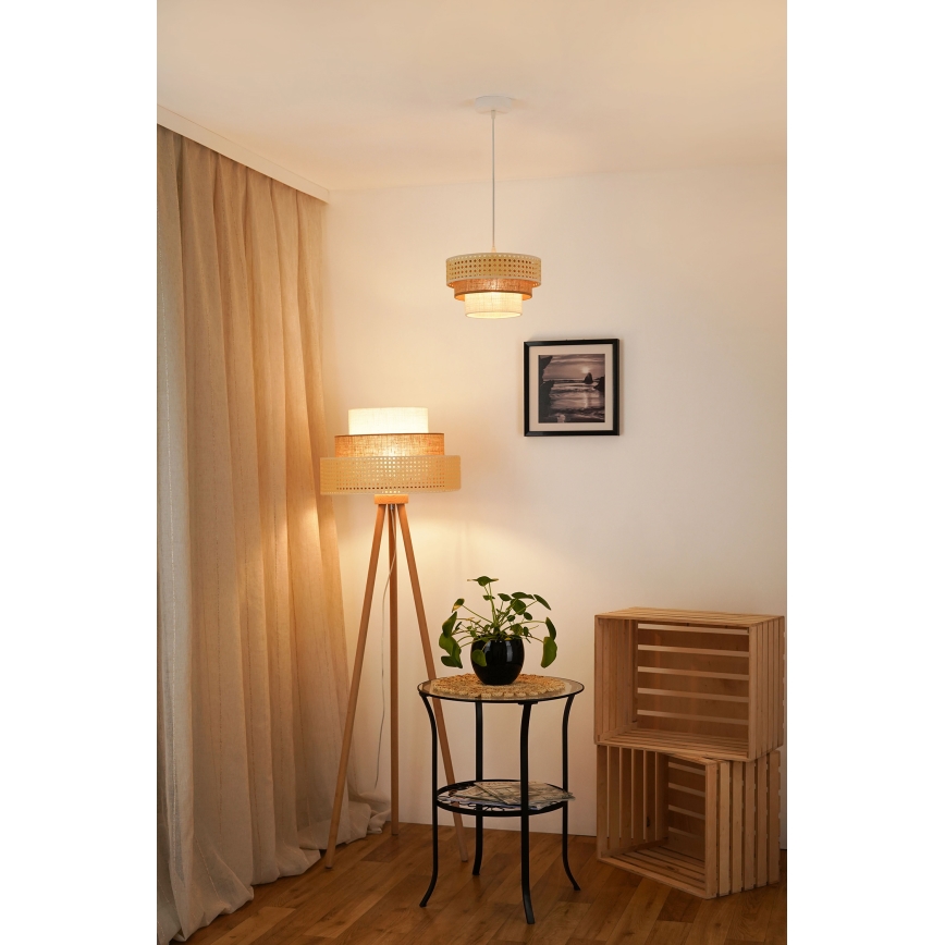 Brilagi - Candeeiro suspenso CEDAR LUNETA 1xE27/15W/230V diâmetro 25 cm bege/castanho/creme