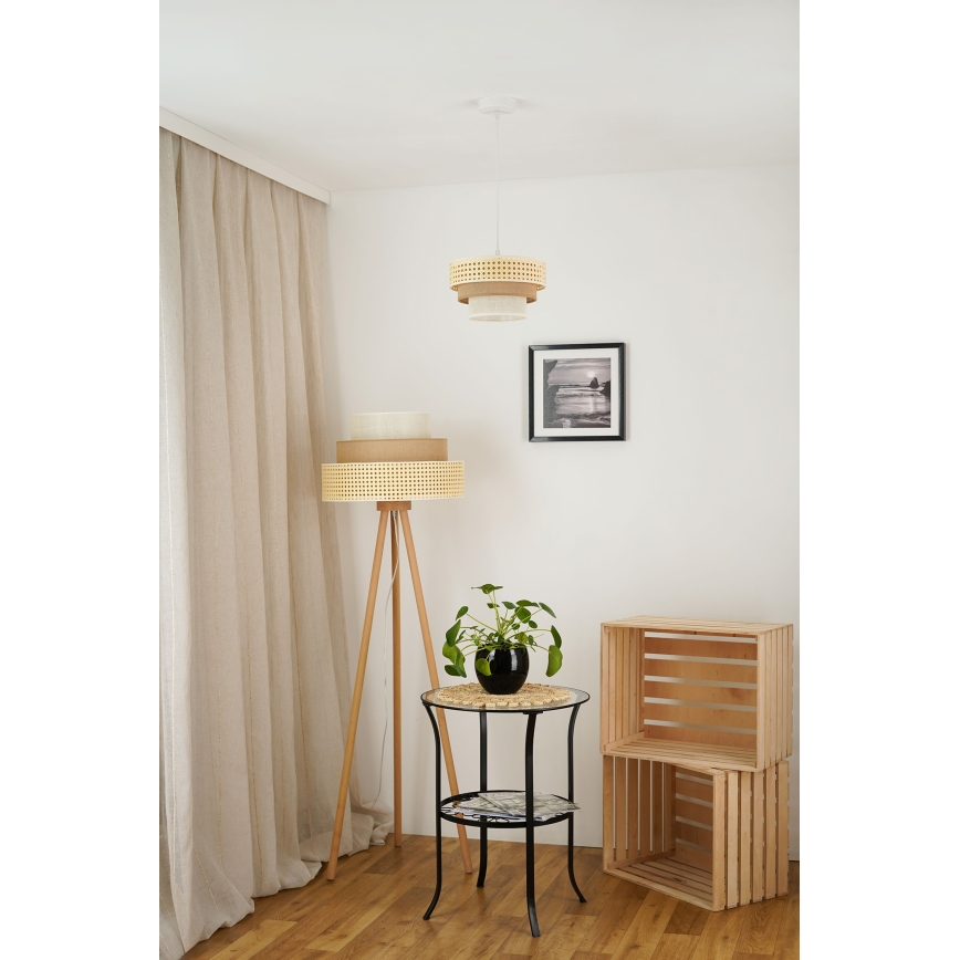 Brilagi - Candeeiro suspenso CEDAR LUNETA 1xE27/15W/230V diâmetro 25 cm bege/castanho/creme