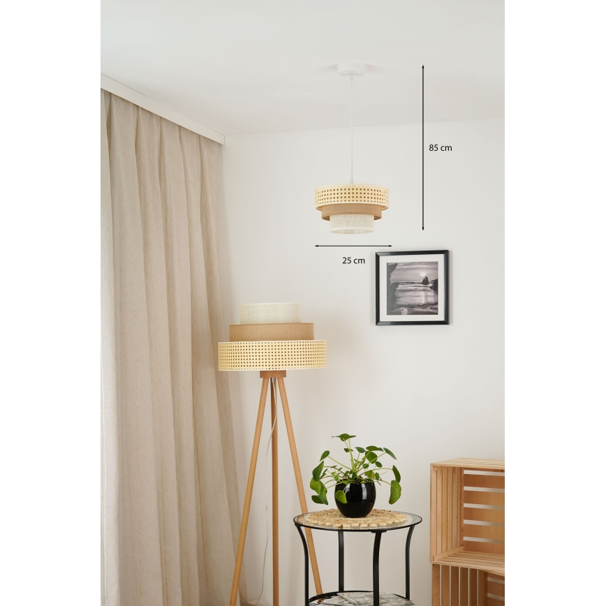 Brilagi - Candeeiro suspenso CEDAR LUNETA 1xE27/15W/230V diâmetro 25 cm bege/castanho/creme