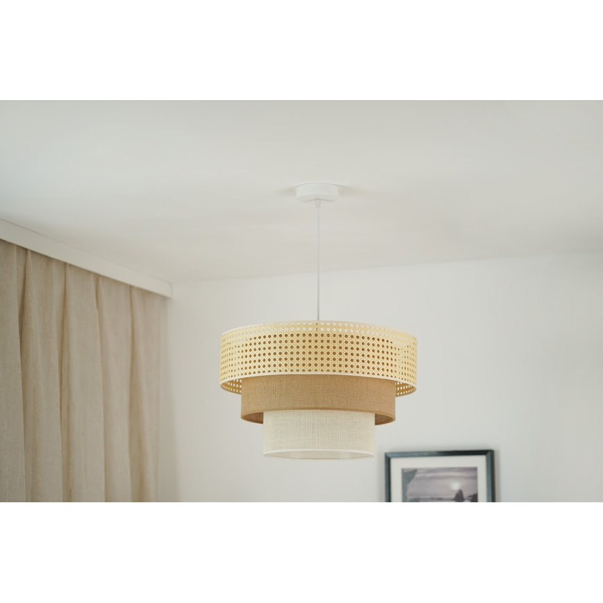 Brilagi - Candeeiro suspenso CEDAR LUNETA 1xE27/15W/230V diâmetro 45 cm bege/castanho/creme