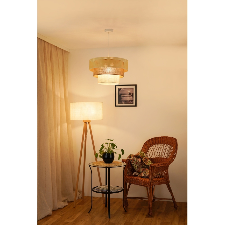 Brilagi - Candeeiro suspenso CEDAR LUNETA 1xE27/15W/230V diâmetro 45 cm bege/castanho/creme