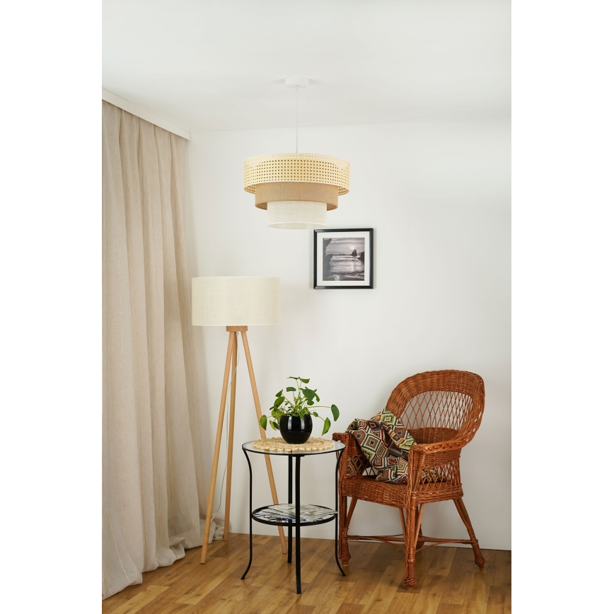 Brilagi - Candeeiro suspenso CEDAR LUNETA 1xE27/15W/230V diâmetro 45 cm bege/castanho/creme