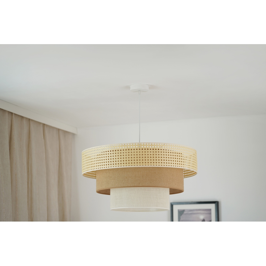 Brilagi - Candeeiro suspenso CEDAR LUNETA 1xE27/15W/230V diâmetro 60 cm bege/castanho/creme