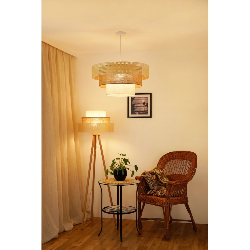 Brilagi - Candeeiro suspenso CEDAR LUNETA 1xE27/15W/230V diâmetro 60 cm bege/castanho/creme