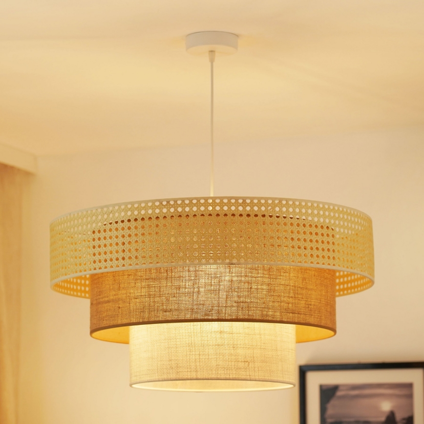 Brilagi - Candeeiro suspenso CEDAR LUNETA 1xE27/15W/230V diâmetro 60 cm bege/castanho/creme