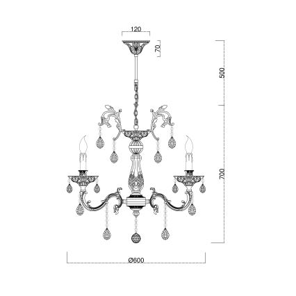 Brilagi - Candeeiro suspenso CLASSIC 6xE14/60W/230V latão