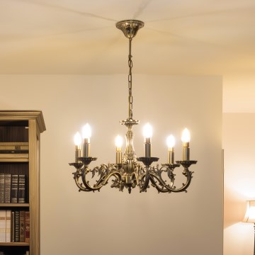 Brilagi - Candeeiro suspenso CLASSIC 6xE14/60W/230V latão