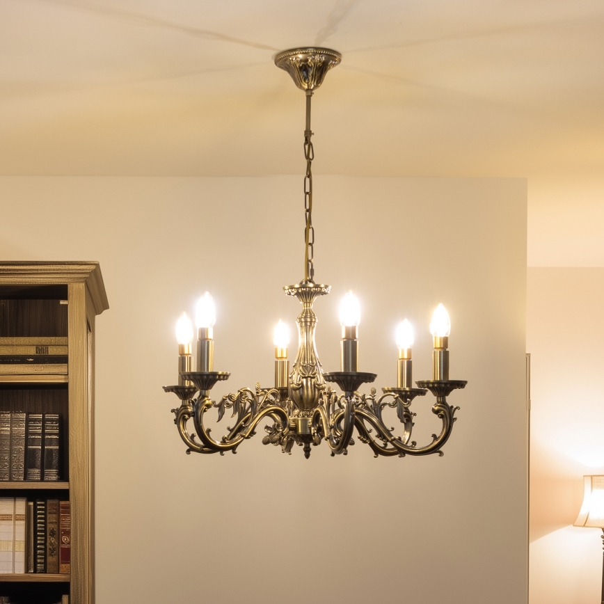 Brilagi - Candeeiro suspenso CLASSIC 6xE14/60W/230V latão