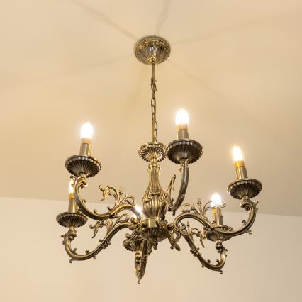 Brilagi - Candeeiro suspenso CLASSIC 6xE14/60W/230V latão