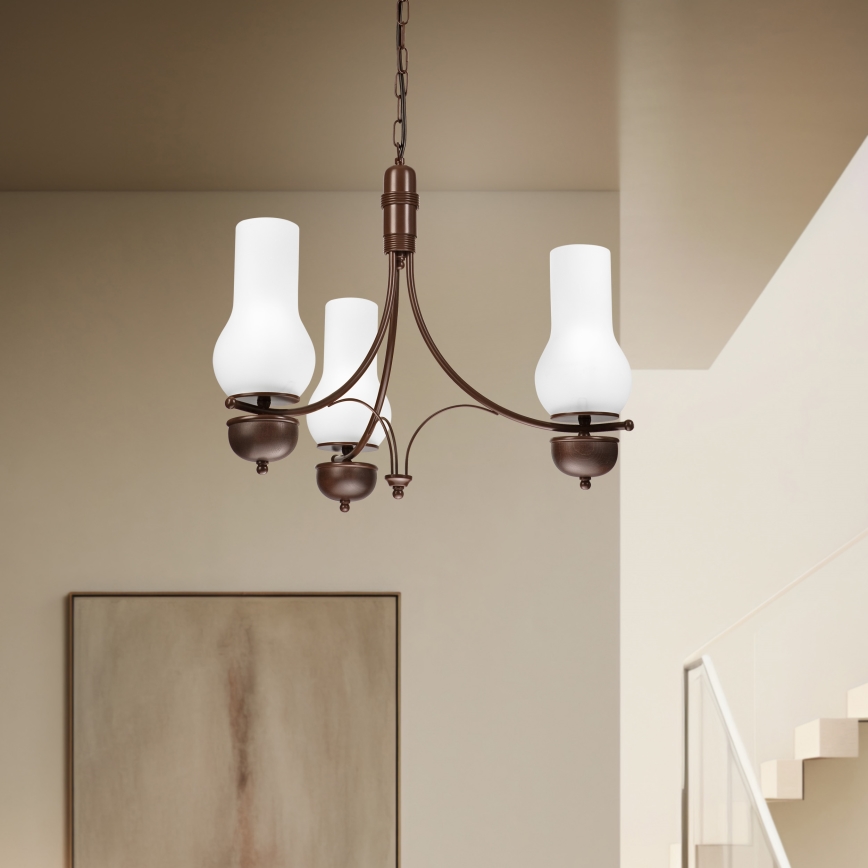 Brilagi - Candeeiro suspenso COTTAGE 3xE14/40W/230V carvalho/branco