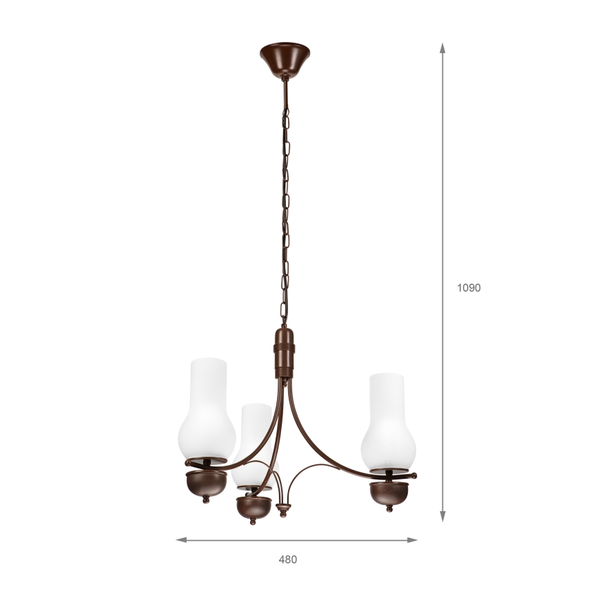 Brilagi - Candeeiro suspenso COTTAGE 3xE14/40W/230V carvalho/branco