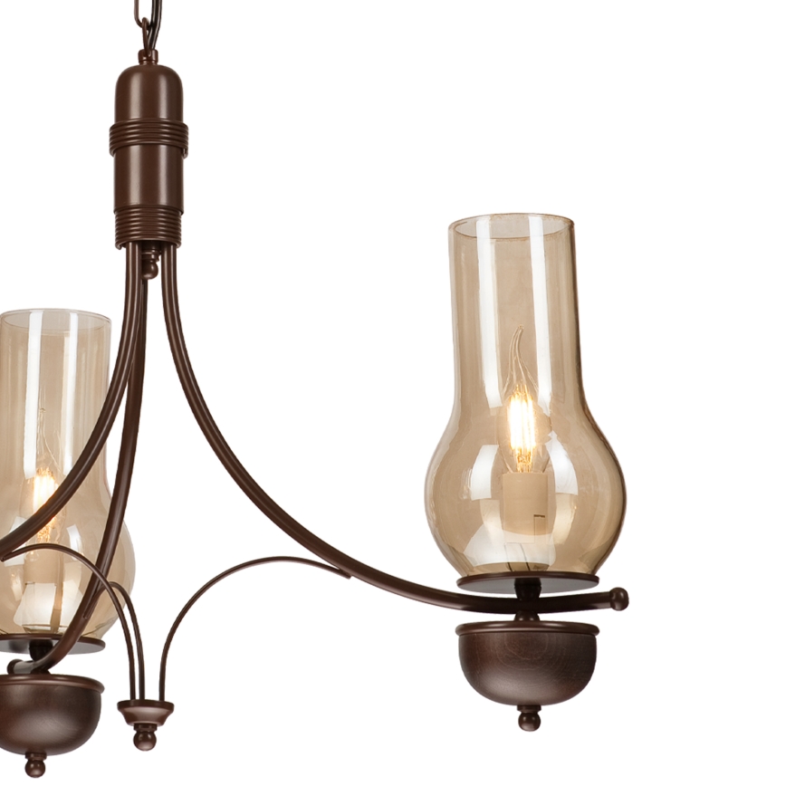 Brilagi - Candeeiro suspenso COTTAGE 3xE14/40W/230V carvalho/castanho