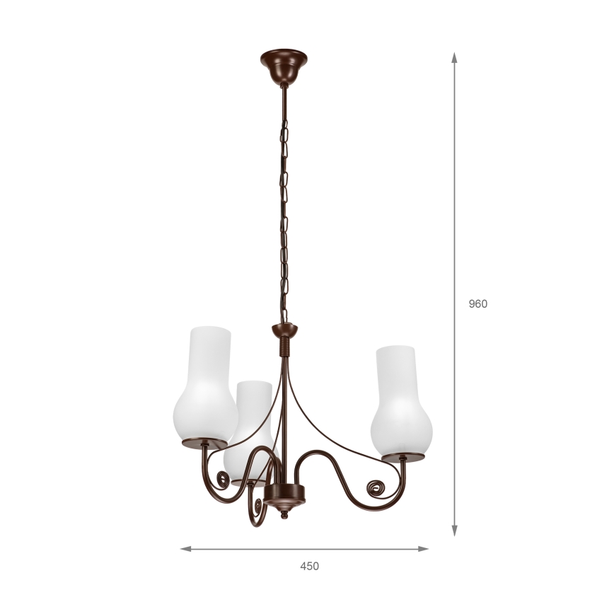 Brilagi - Candeeiro suspenso COTTAGE 3xE14/40W/230V castanho/branco